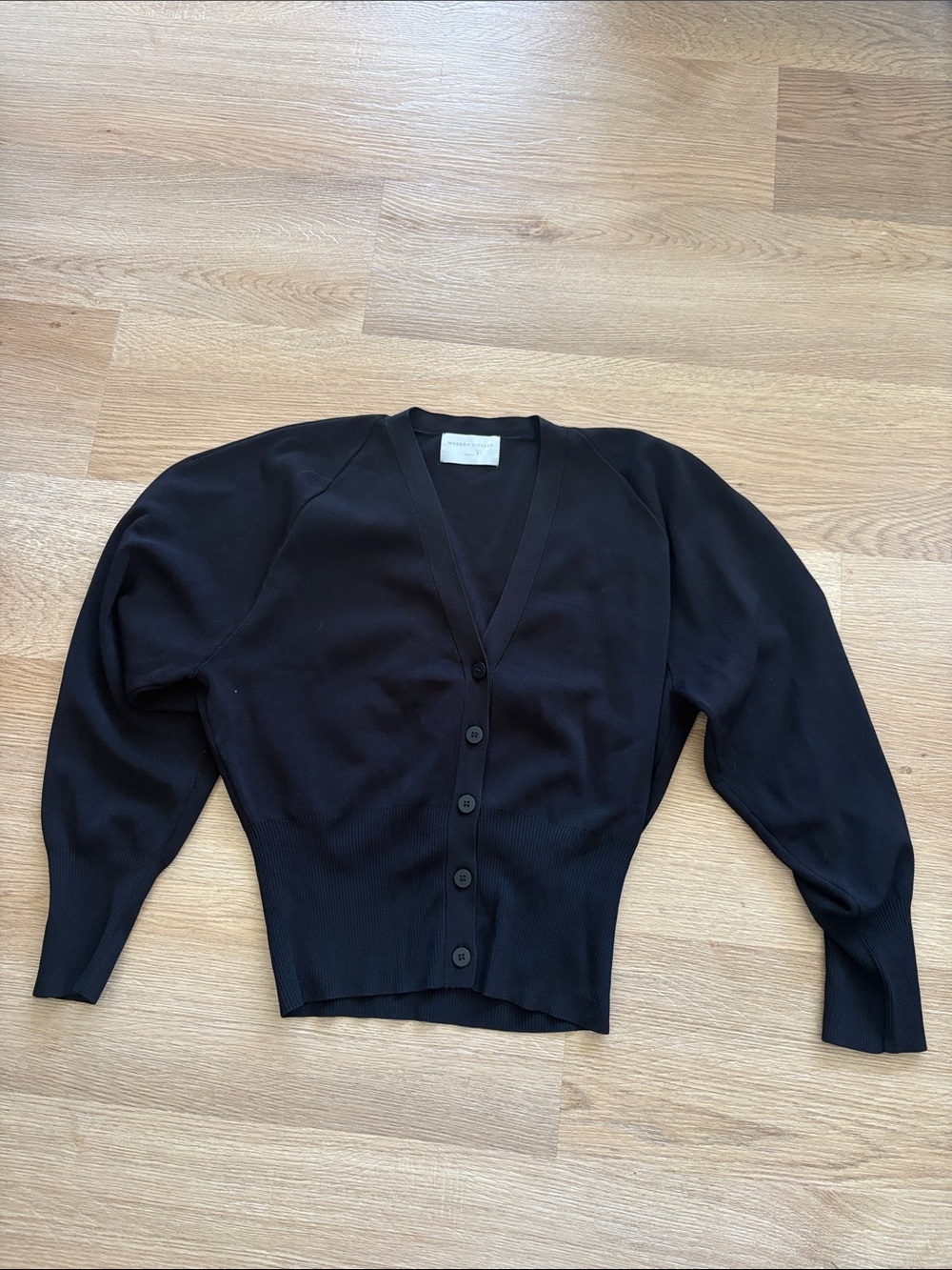 Modern Citizen Black V-Neck Button-Front Cardigan - Picture 3 of 3